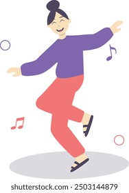 Person Dancing Character Illustration Isolated on White Background. Flat Cartoon Character