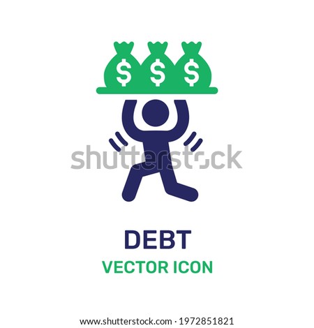 Person in debt vector icon. Financial problem crisis concept.