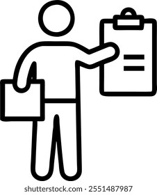 Person with Delivery Box and Clipboard for Courier Service concept as A person holding a delivery box and clipboard set against a clean background offering ample space for text or