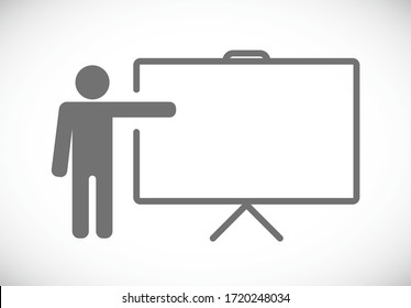 person demonstrate at blackboard concept icon