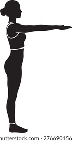 Person demonstrating a side arm stretch exercise pose with extended right arm silhouette vector icon