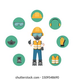 Person design with your personal protection equipment and industrial safety icons
