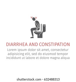 Person with diarrhea. Vector icon for web graphic.
