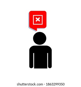 The person didn't make a decision. Negative human reaction. Icon, sticker. Vector flat illustration