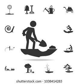 the person is digging icon. Detailed set of garden tools and agriculture icons. Premium quality graphic design. One of the collection icons for websites, web design, mobile app on white background