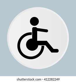 Person with a disability flat Simple Icon - isolated. Flat design style