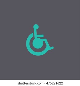 Person with a disability flat Simple Icon - isolated. Flat design style
