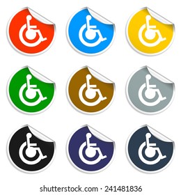 Person with a disability flat white Simple Icon - isolated on white background-