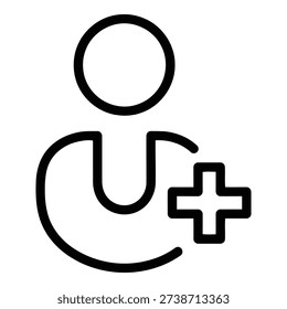 A person with a disability and a plus sign symbolizing inclusivity and support. isolated on white background, Vector