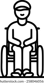 person with a disability sitting in a wheelchair sign, symbol, vector, art