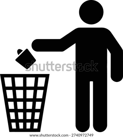 A person is disposing of waste in a trash can properly. Vector