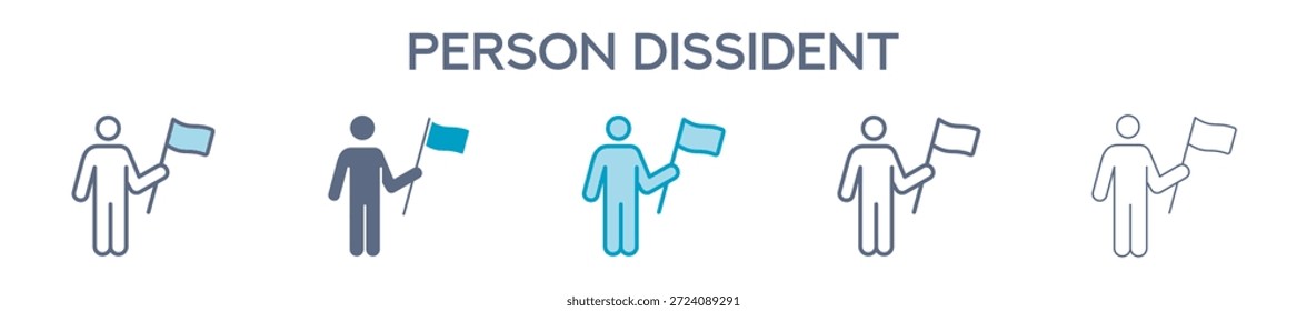 Elemento Dissidente De Pessoa Para Design Gráfico - Vários Estilos. Ilustração Vetorial De Duas Cores E Preto. Vários Designs De Ícones Podem Ser Usados Para Celular, Interface Do Usuário, Web
