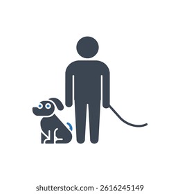 Person Dog Leash Icon On White Background