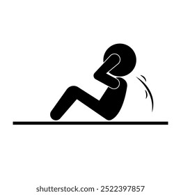 Person doing abdominal exercises silhouette icon. Vector.