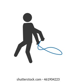 Person doing action concept represented by pictogram jumping with rope icon. Isolated and flat illustration