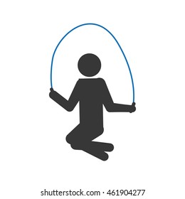 Person doing action concept represented by pictogram jumping with rope icon. Isolated and flat illustration