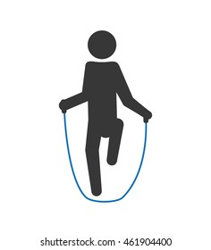 Person doing action concept represented by pictogram jumping with rope icon. Isolated and flat illustration
