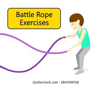Person doing Battling Rope Exercise, vector cartoon art