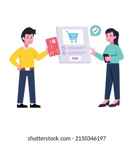 Person doing card shopping, flat illustration with scalability 

