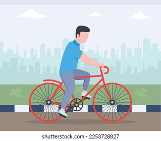 Person doing cycling flat illustrative design