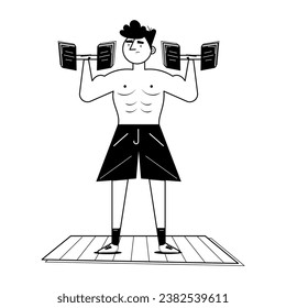 Person doing dumbbell exercise, glyph illustration 