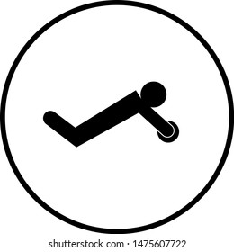person doing exercise with an ab wheel symbol