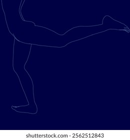 Person is doing a leg exercise in the air. The image is in blue and the person is the only visible part of the body