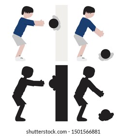 Person doing medicine ball throws in flat and silhouette style icon. Vector.