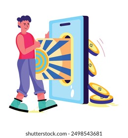 Person doing mobile payment, flat style illustration 
