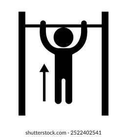 Persona haciendo silueta pull-up. Persona haciendo silueta de mentón arriba. Vector.