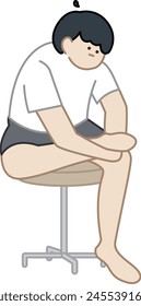 a person is doing self checkout if her has Flat feet issue -flat illustration 