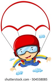 Person doing sky diving in the sky illustration