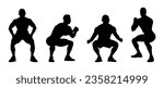 A person doing squats silhouette black filled vector Illustration icon