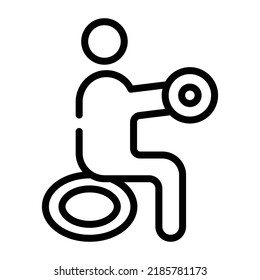 Person doing workout with dumbbells, linear icon 