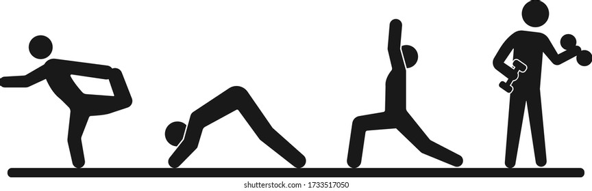 person doing yoga poses at home to stay fit during corona icon. fitness icon