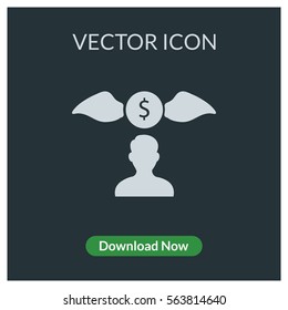 Person dollar wings vector icon