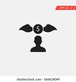 Person dollar wings vector icon