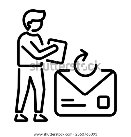 A person draft email icon in line style 
