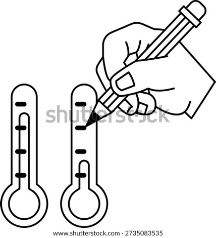 A person is drawing a thermometer with a pencil. Concept of temperature and the importance of measuring it accurately