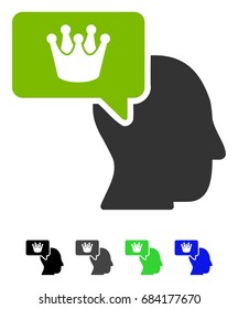 Person Dream Crown flat vector pictograph. Person Dream Crown icon with gray, black, blue, green color versions.