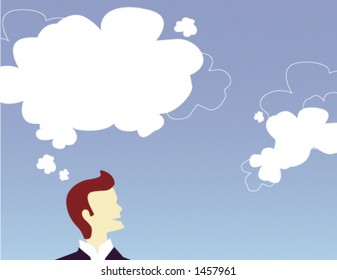 Person dreaming in the clouds