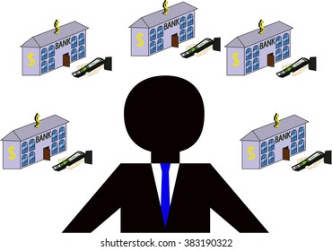 person dreams / the man thinks about how to repay the loan