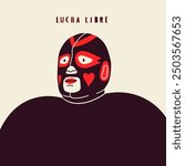 Person dressed in Lucha libre mask. Portrait of Luchador. Traditional Mexican wrestling mask. Luchadore Hero concept. Hand drawn modern Vector illustration. Cartoon style