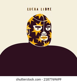 Person dressed in Lucha libre mask. Luchador head. Traditional Mexican wrestling mask. Luchadore Hero concept. Hand drawn modern Vector illustration. Cartoon style