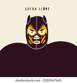 Person dressed in Lucha libre mask. Portrait of Luchador. Traditional Mexican wrestling mask. Luchadore Hero concept. Hand drawn modern Vector illustration. Cartoon style