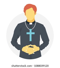 
A person dressed up as priest avatar, flat vector icon
