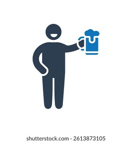 Person Drinking Beer Icon On White Background