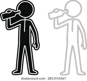 Person drinking from a bottle icon vector illustration with drinking hydration silhouette lifestyle refreshment activity illustration beverage wellness