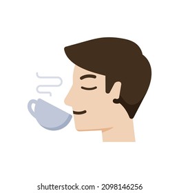 A person drinking coffee or tea from a cup, icon, Vector, Illustration.