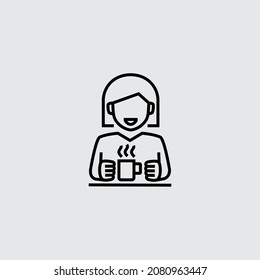 Person Drinking Coffee Vector Line Icon